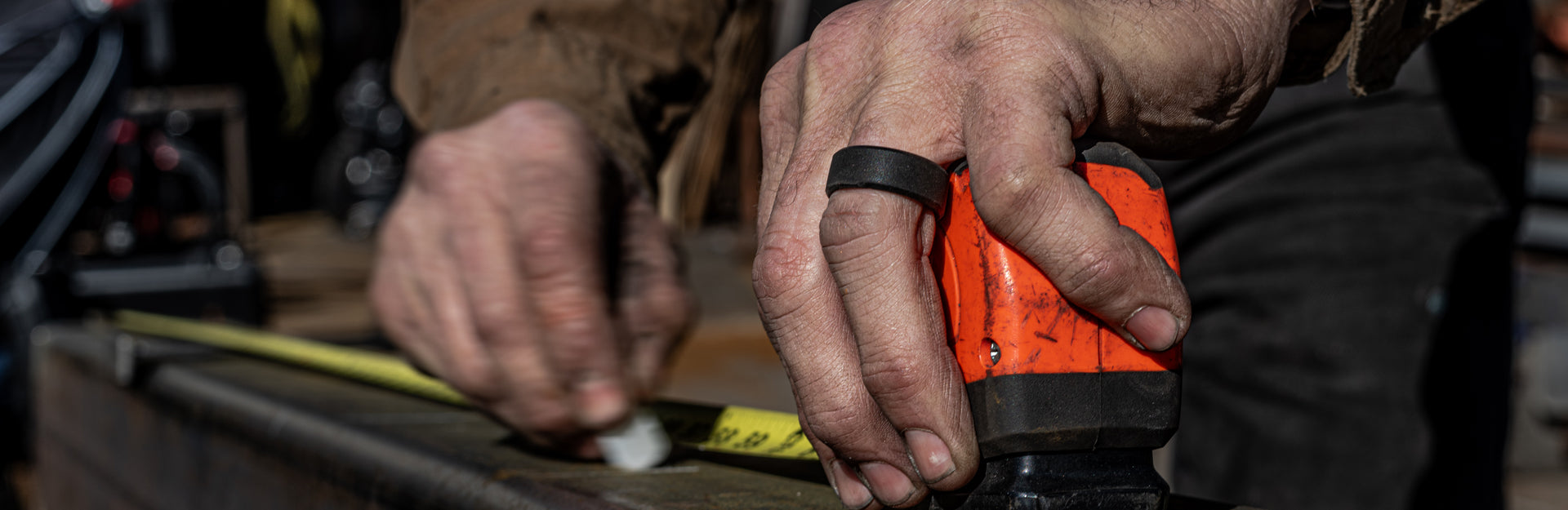 man at work with groove ring