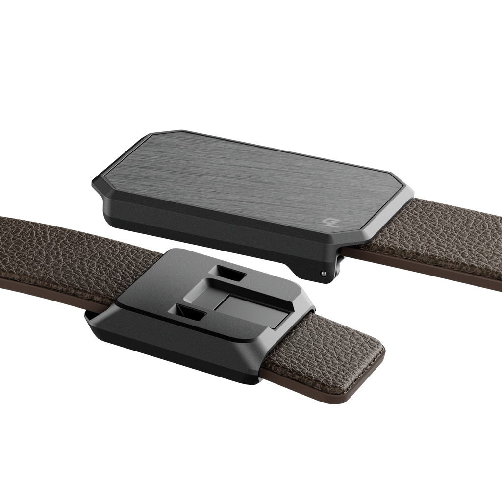 “Lean on me” leather belt brown GOLD main image 1