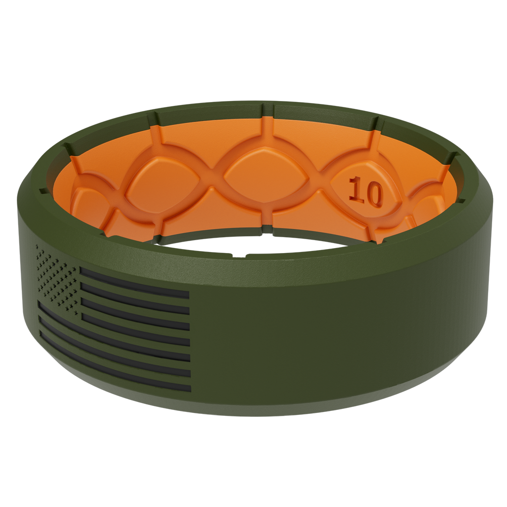 Groove Life Edge Hero America Moss Green & Black Flag Ring