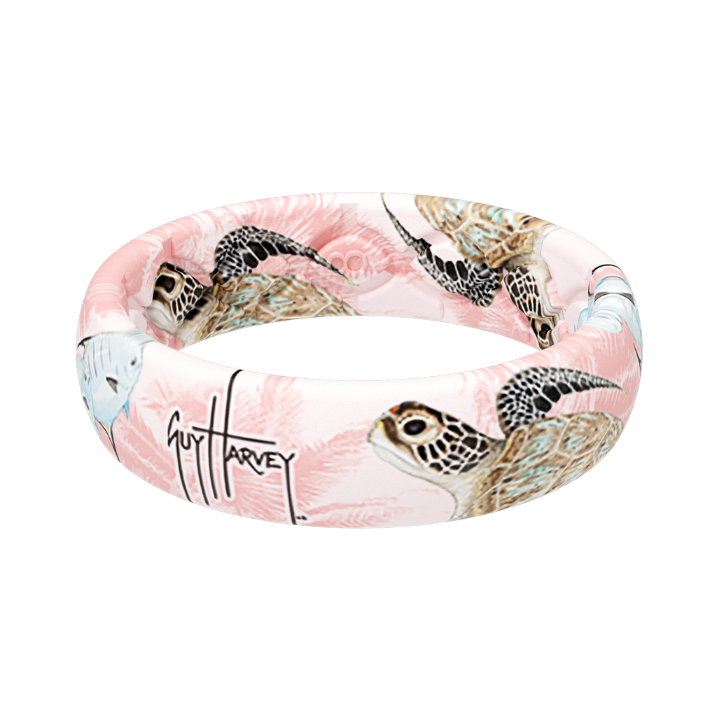 Guy Harvey Pink Sea Turtle Thin Ring Groove Life