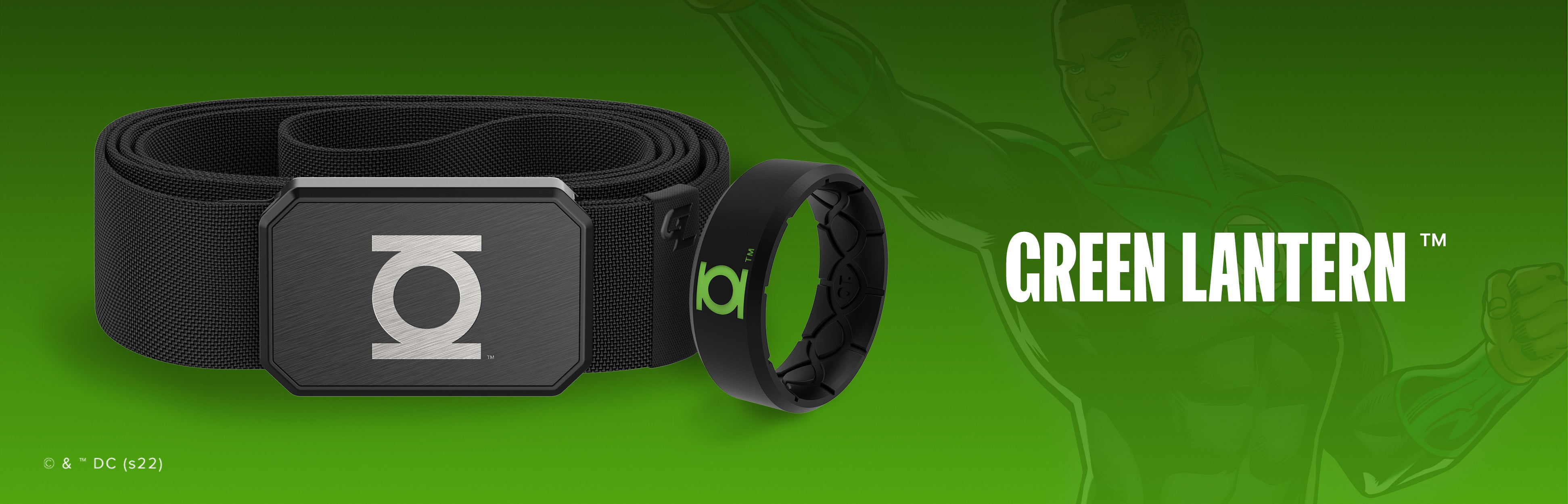 Green Lantern DC belts and rings by Groove Life