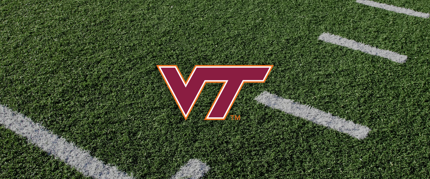 Virginia Tech logo on football field