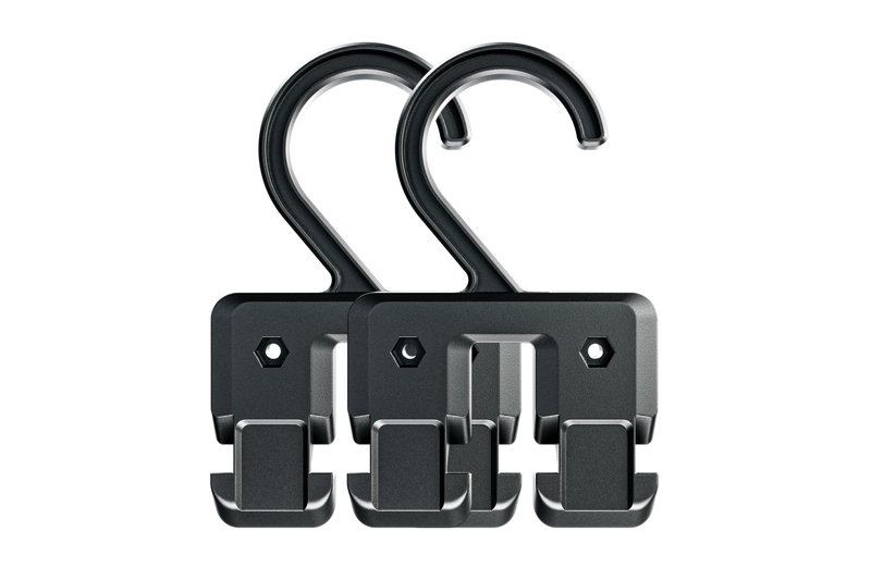 2-pack belt hanger - Black metal hooks on a white background