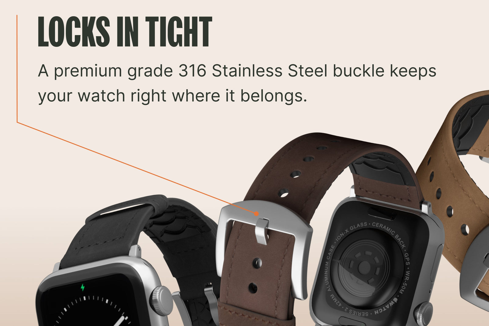 Vulcan Trek - Tan Apple Leather Watch Band image 3