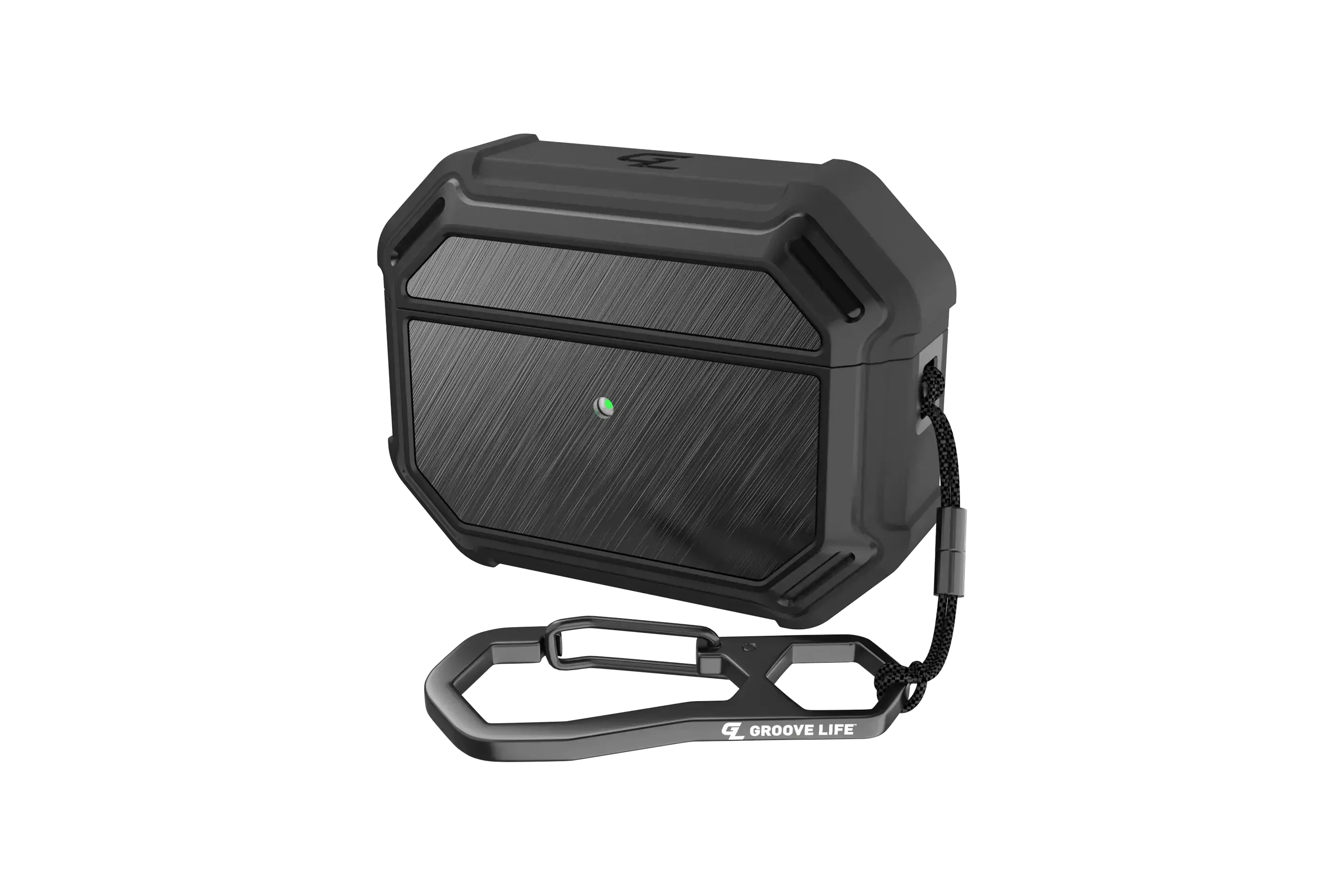 Groove case black/black aluminum closed viewed from front 