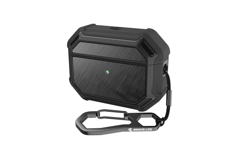 Groove case black/black aluminum closed viewed from front 