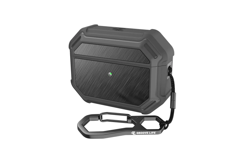 GROOVE CASE DEEP STONE/BLACK ALUMINUM FOR AIRPODS PRO, VIEW 1