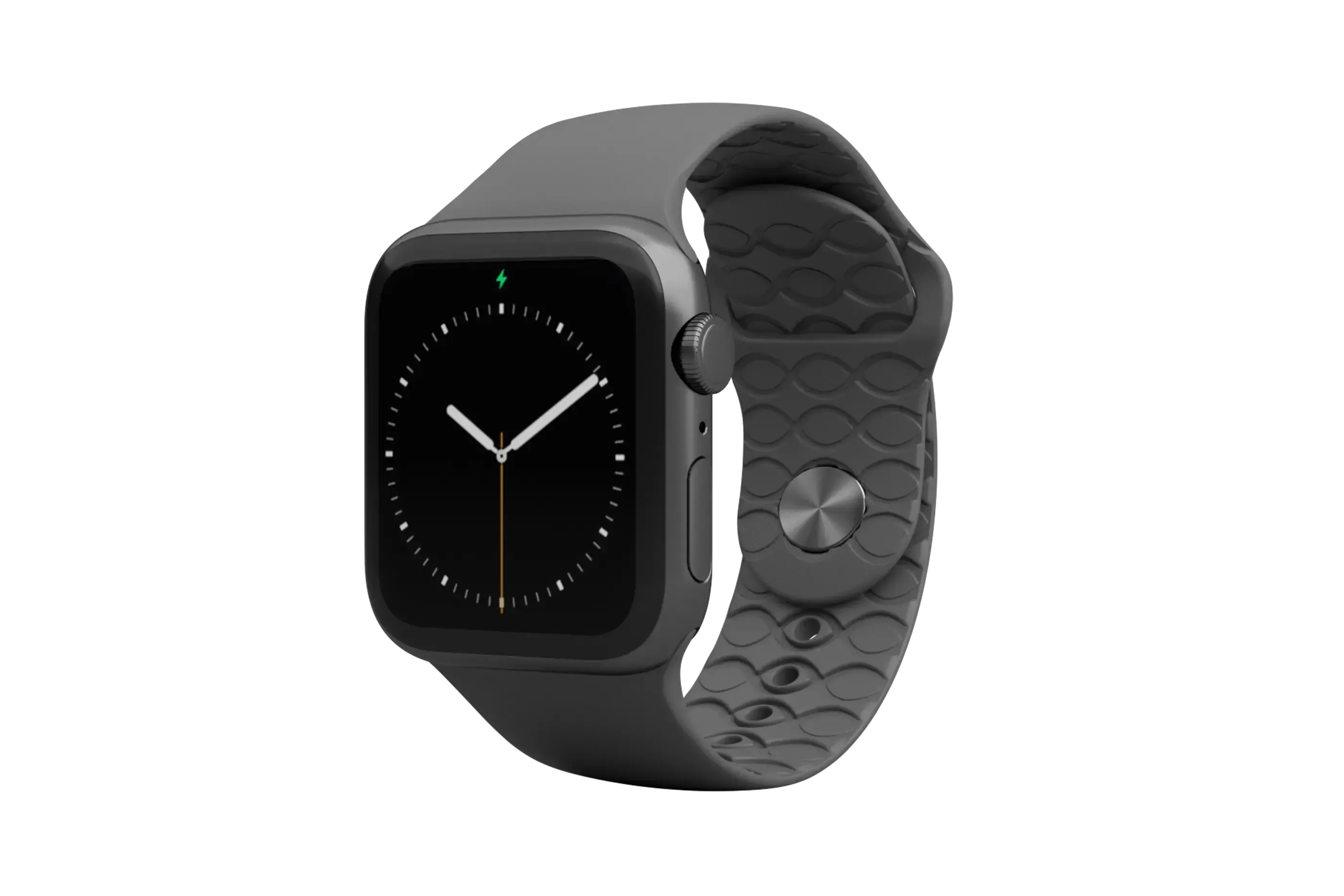 Apple Watch Band Solid Deep Stone Grey with gray hardware viewed front on