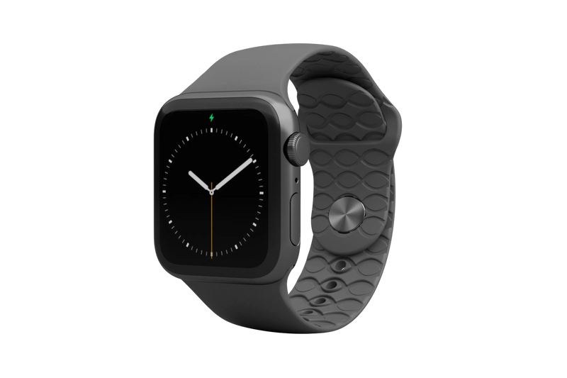 Apple Watch Band Solid Deep Stone Grey with gray hardware viewed front on