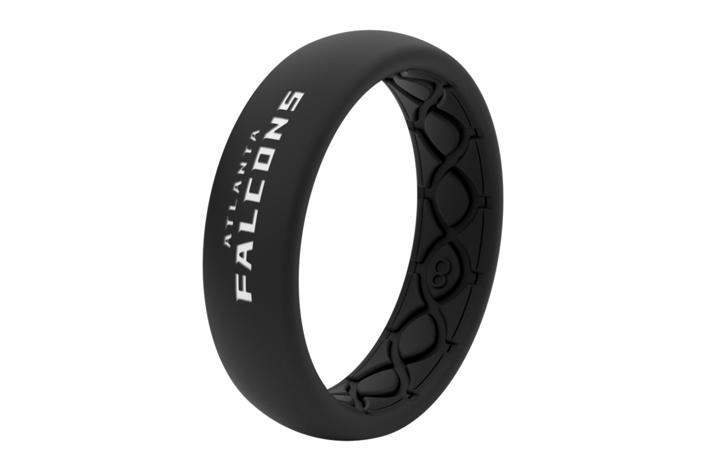 Thin NFL Atlanta Falcons Black - Groove Life Silicone Wedding Rings view from its side on its side