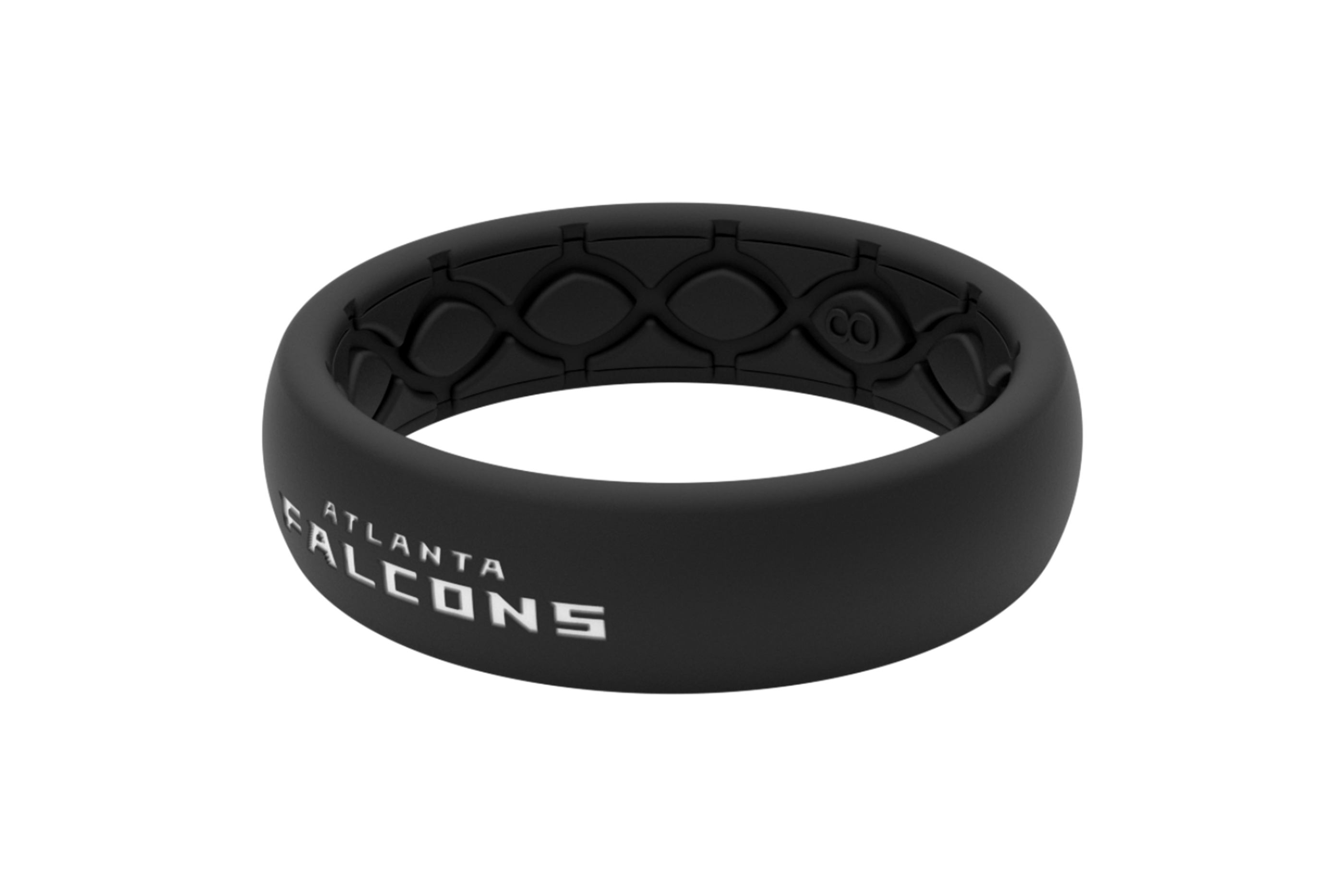 Thin NFL Atlanta Falcons Black - Groove Life Silicone Wedding Rings view from front and side view
