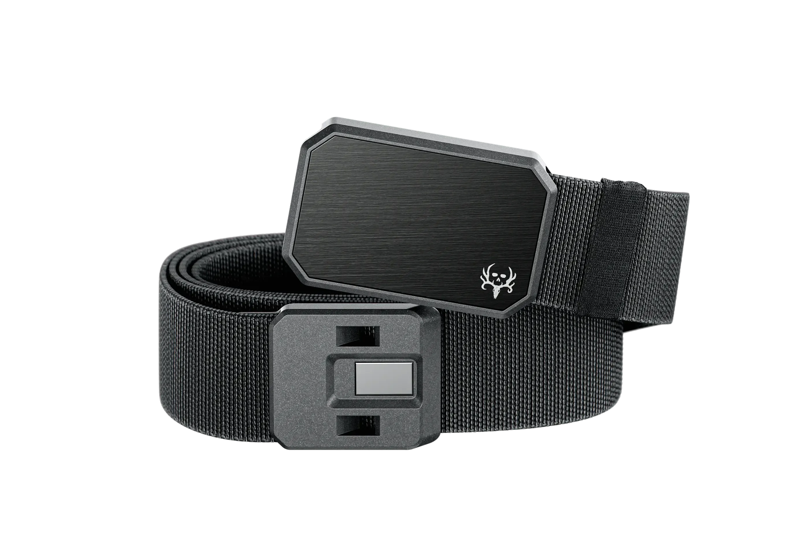 Black belt with a buckle on a white background