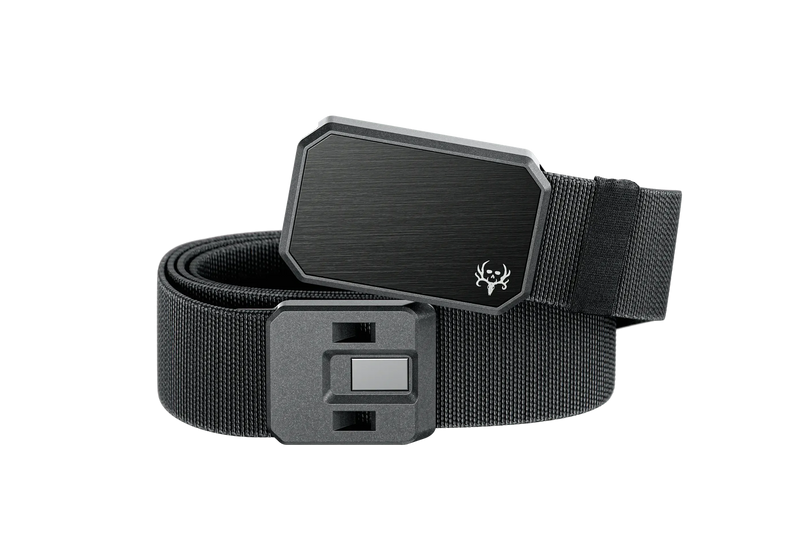 Black belt with a buckle on a white background