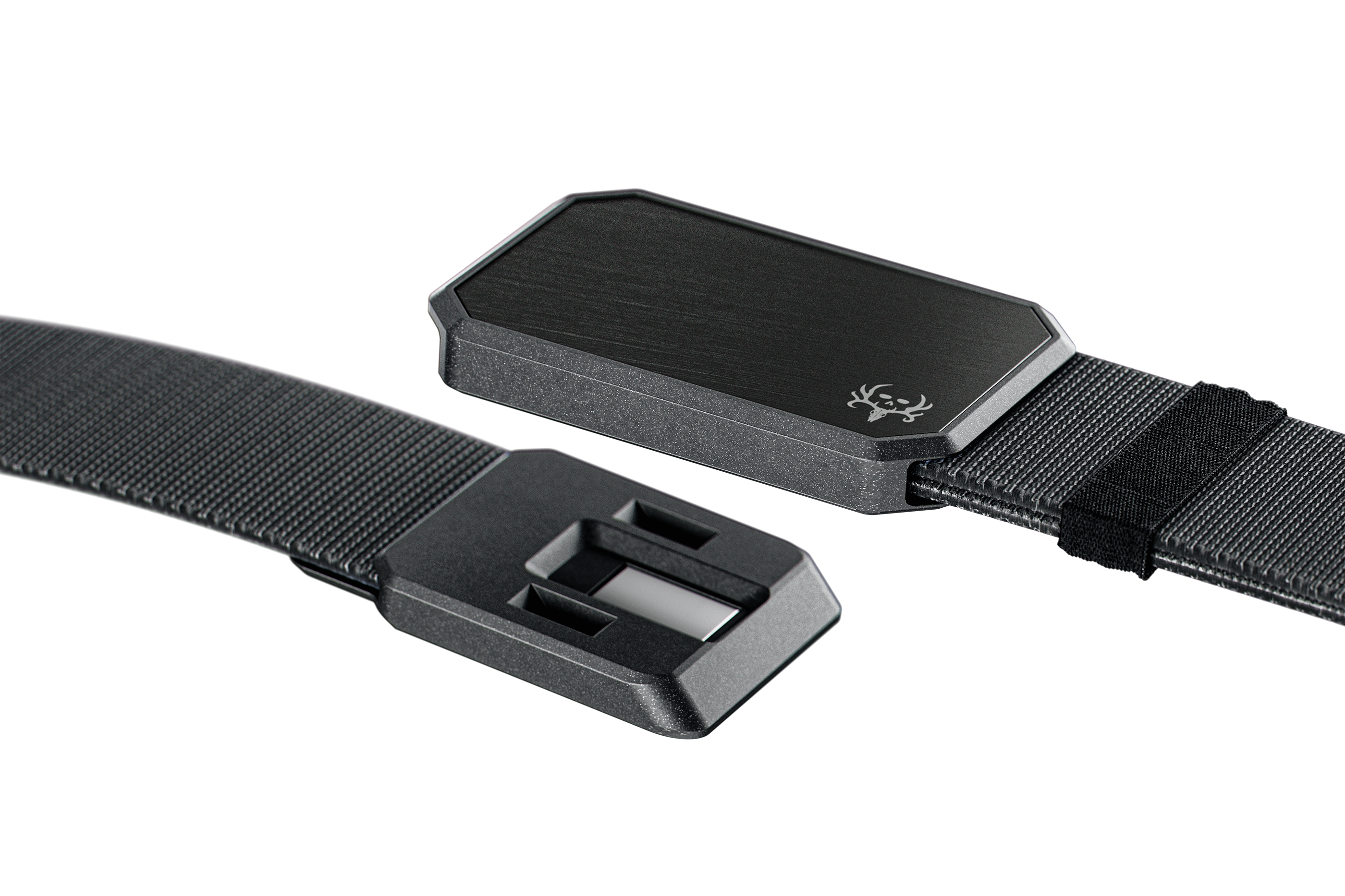 Black belt with a buckle on a white background