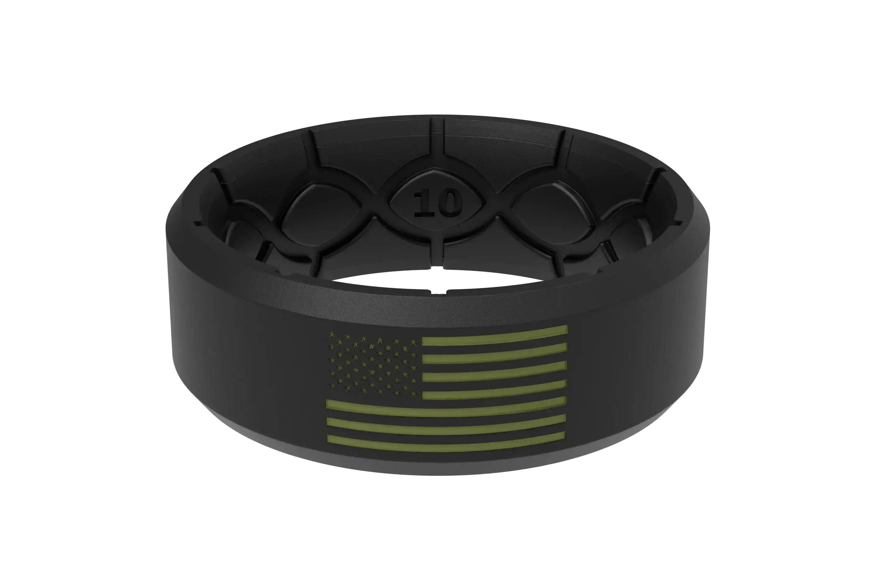 Groove Life Edge Hero Black & Olive American Flag Ring View 1