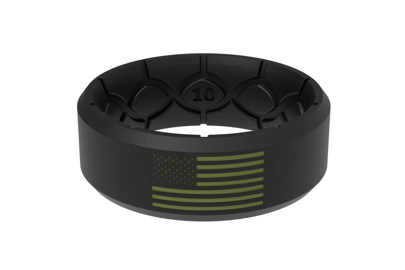 Groove Life Edge Hero Black & Olive American Flag Ring View 1
