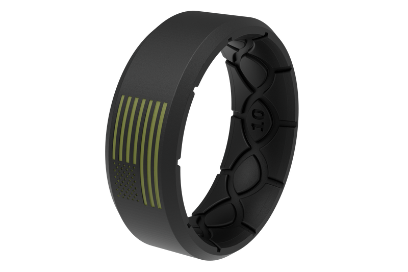 Groove Life Edge Hero Black & Olive American Flag Ring View 2
