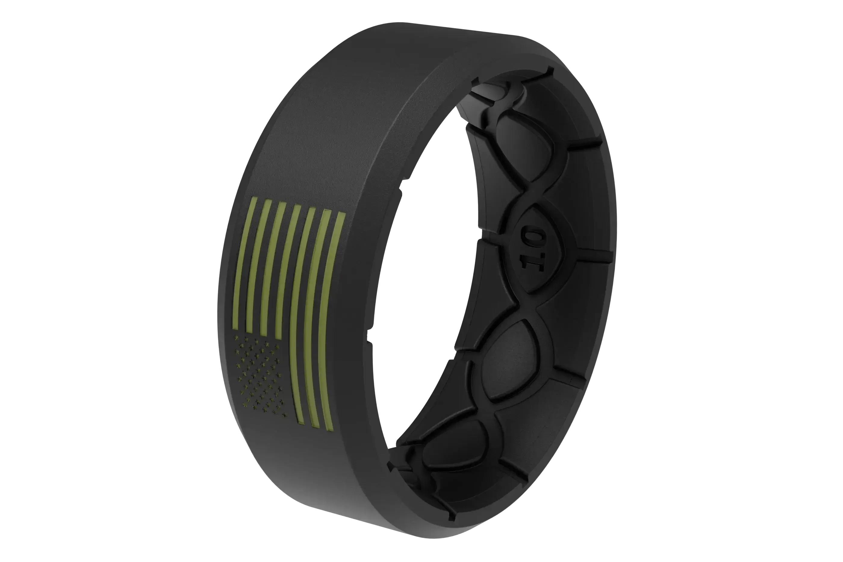 Groove Life Edge Hero Black & Olive American Flag Ring View 2