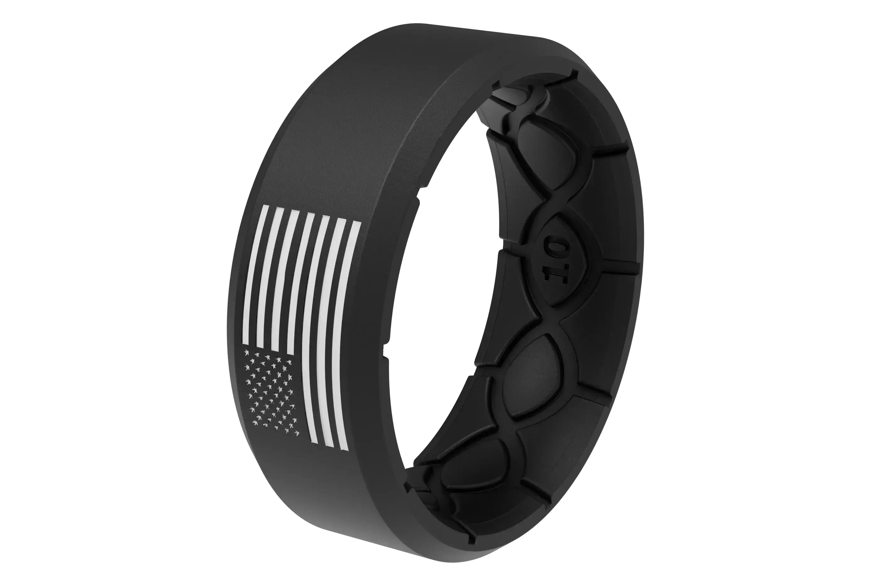 Groove Life Edge Hero Black & White American Flag Ring View 2