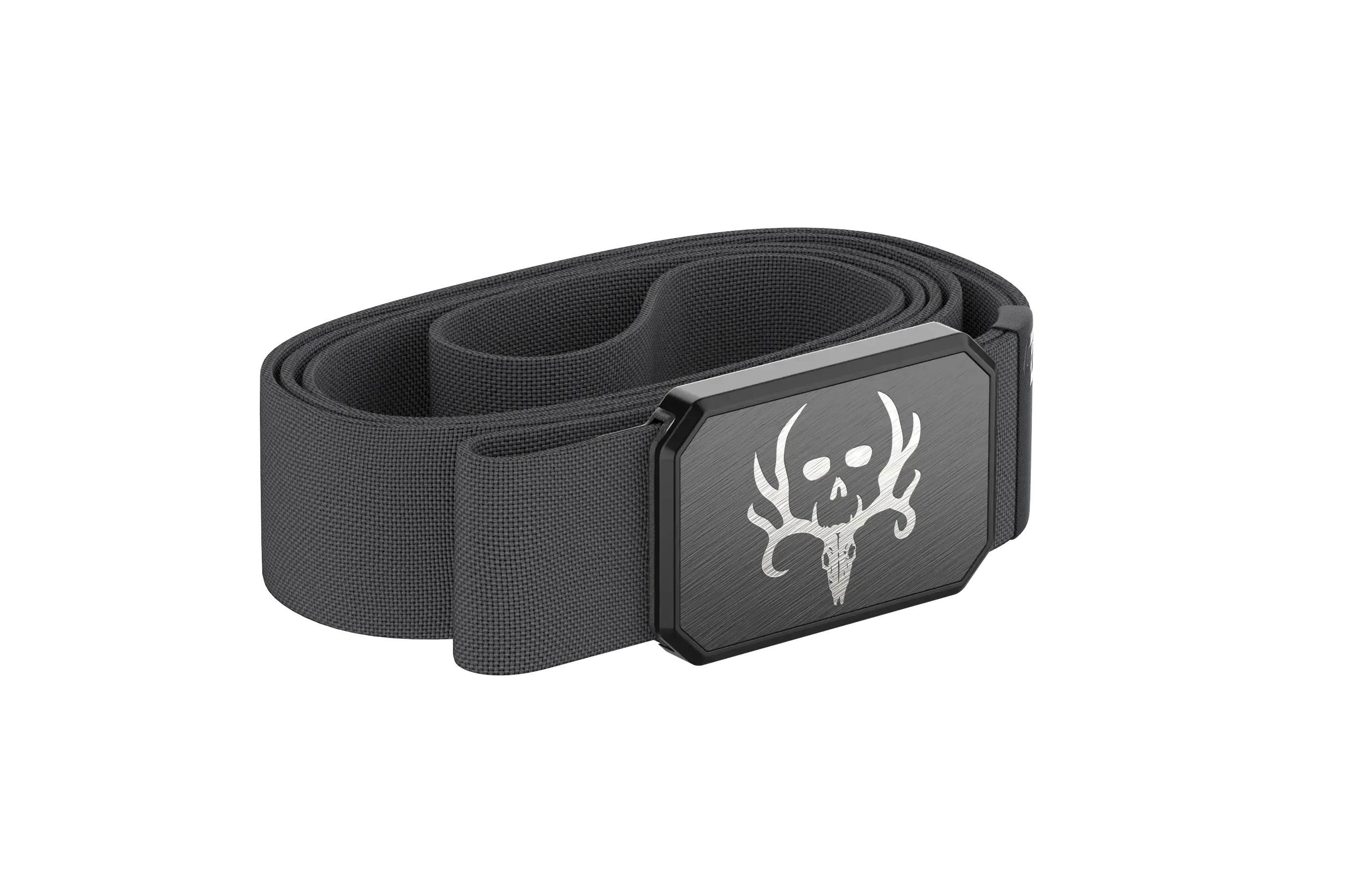 bone collector deep stone grey belt with gun metal face plate. view 2
