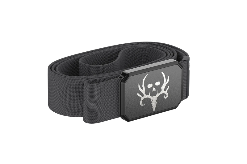 bone collector deep stone grey belt with gun metal face plate. view 2
