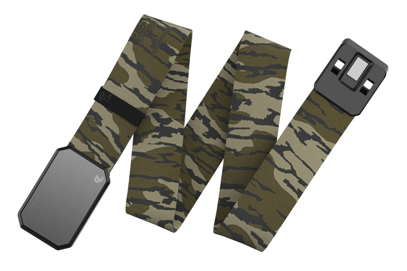 Groove Belt Gun Metal/Mossy Oak Bottomland viewed laid out