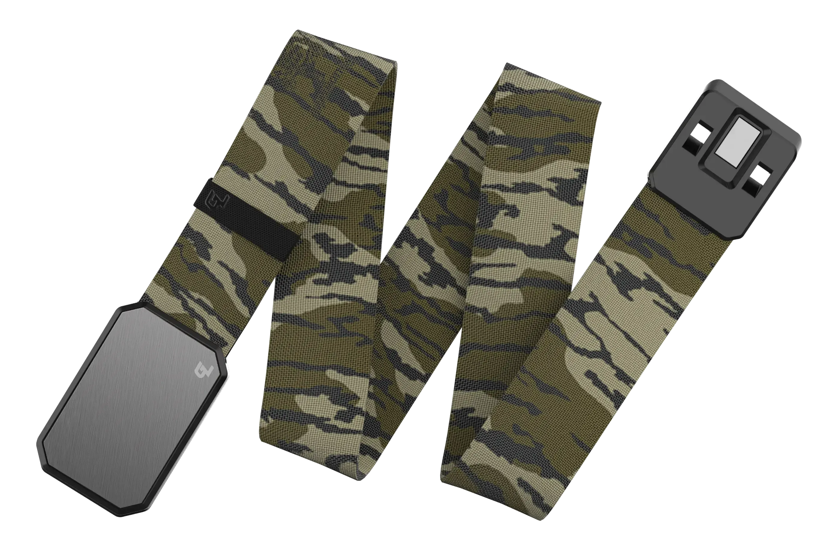Groove Belt Gun Metal/Mossy Oak Bottomland viewed laid out