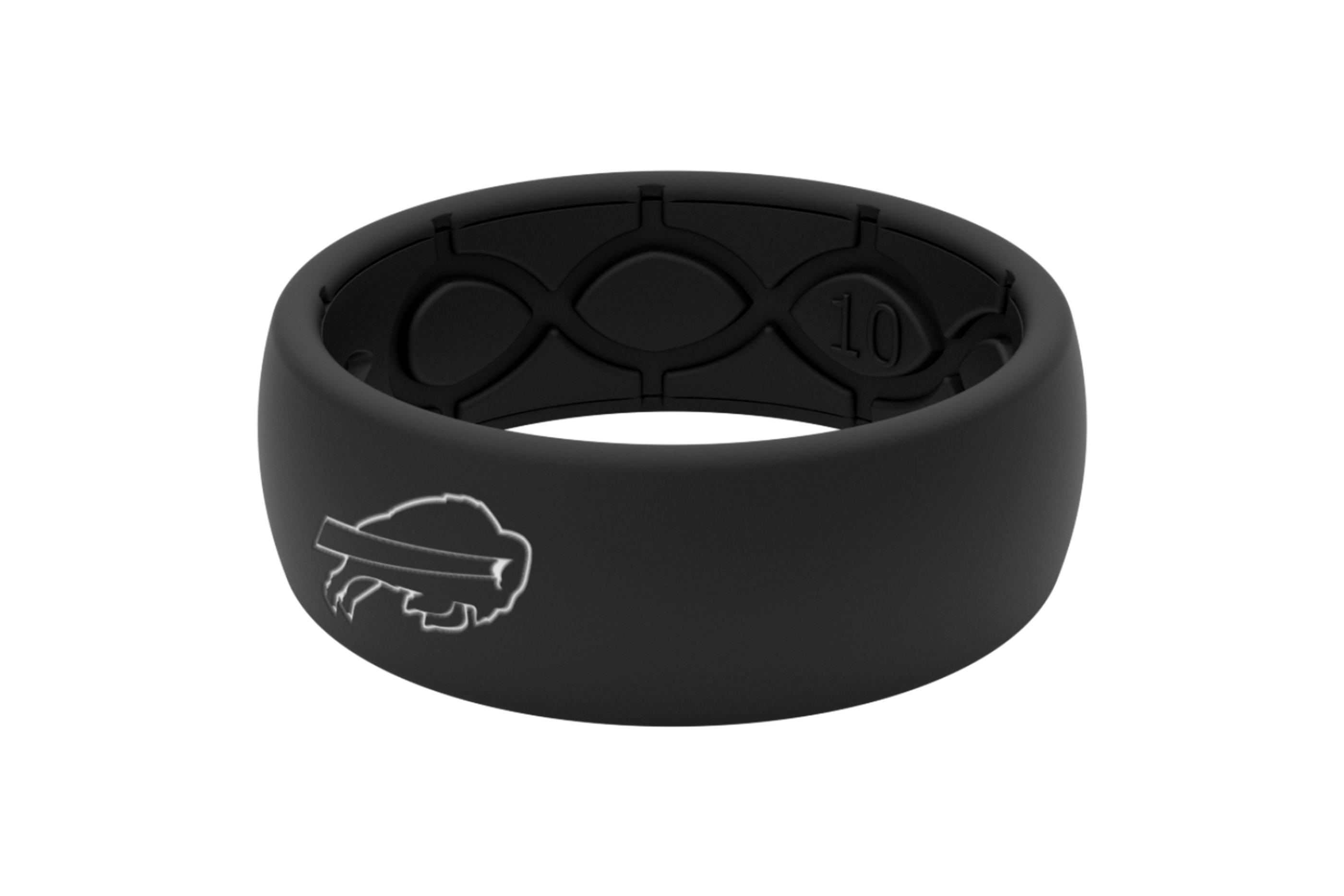 Original NFL Buffalo Bills Black - Groove Life Silicone Wedding Rings view front on from the side