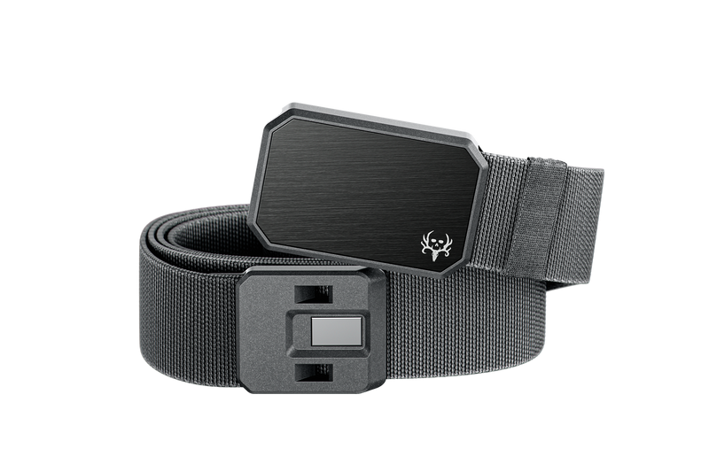 Black belt with a buckle on a white background