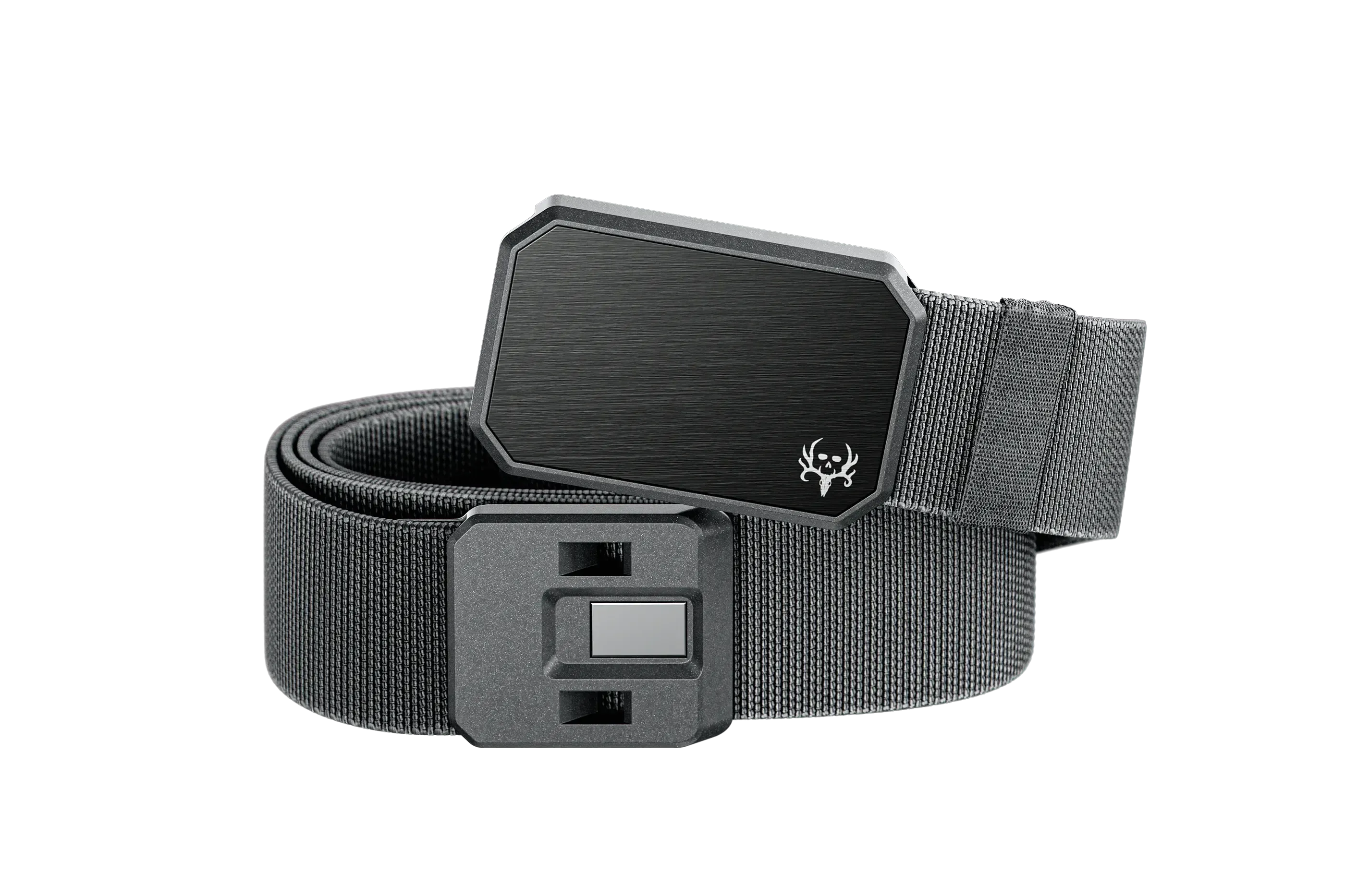 Black belt with a buckle on a white background