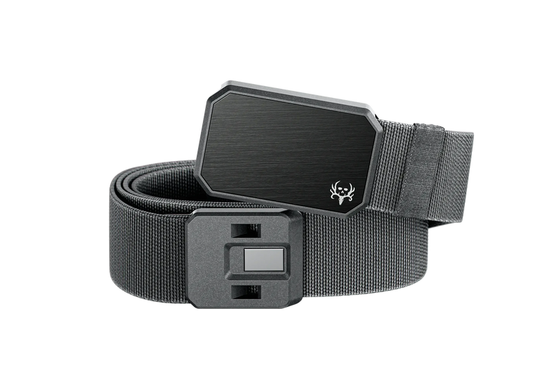 Black belt with a buckle on a white background