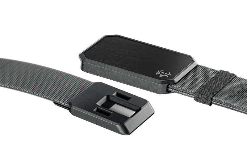 Black belt with a buckle on a white background