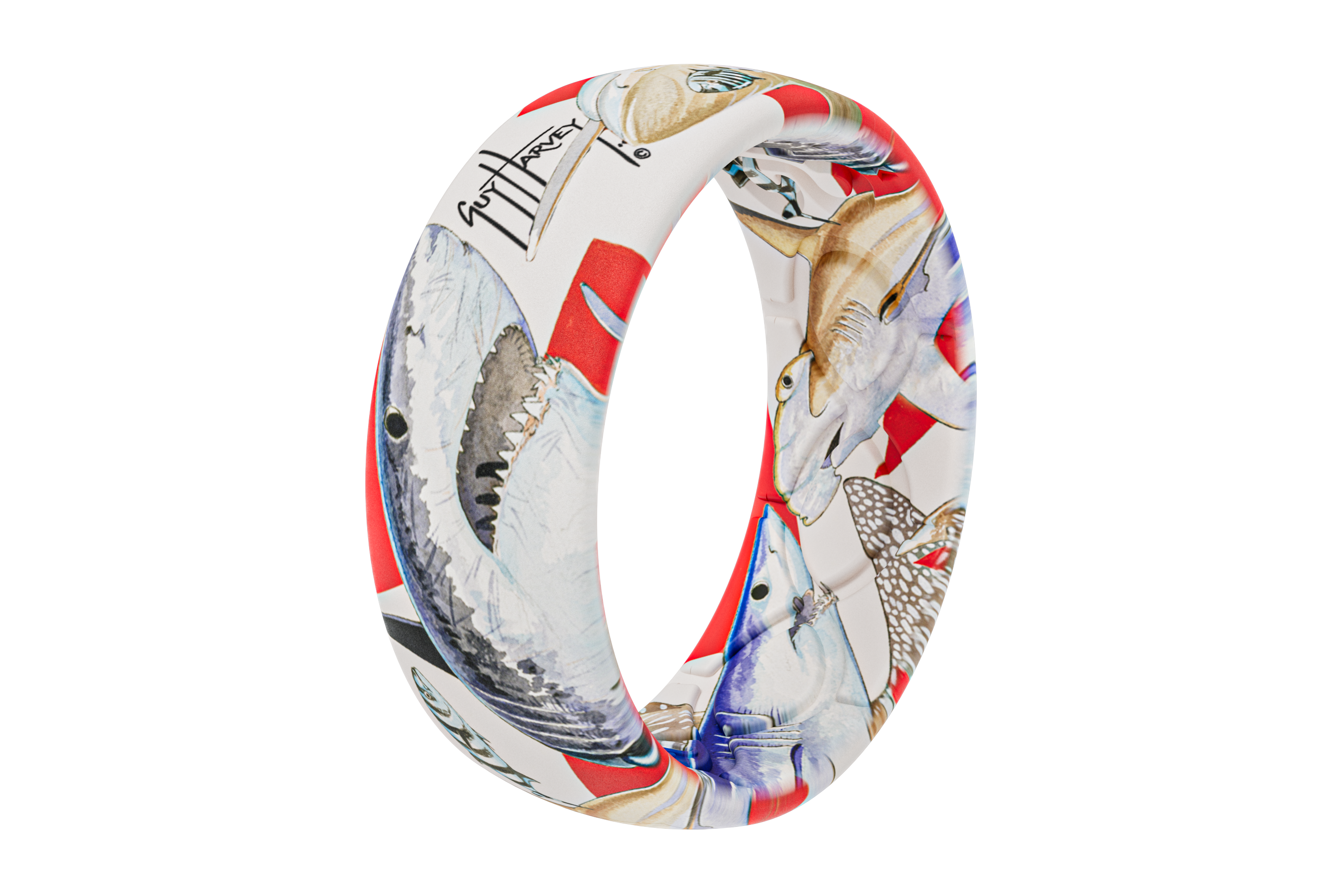 Guy Harvey Shark Collage Ring