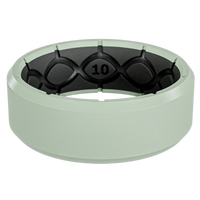 Silver ring with black interior on a white background