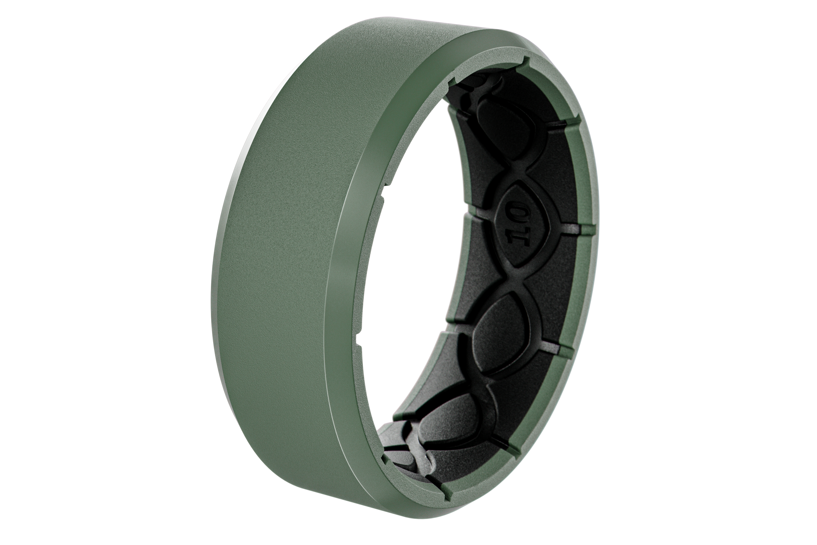 Green and black ring on a white background