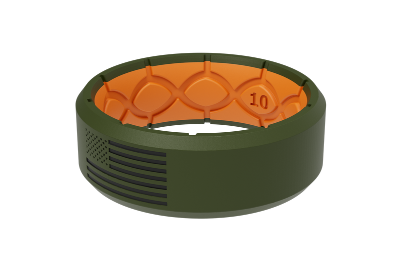 Groove Life Edge Hero Moss Green/Orange & Black American Flag Ring View 3