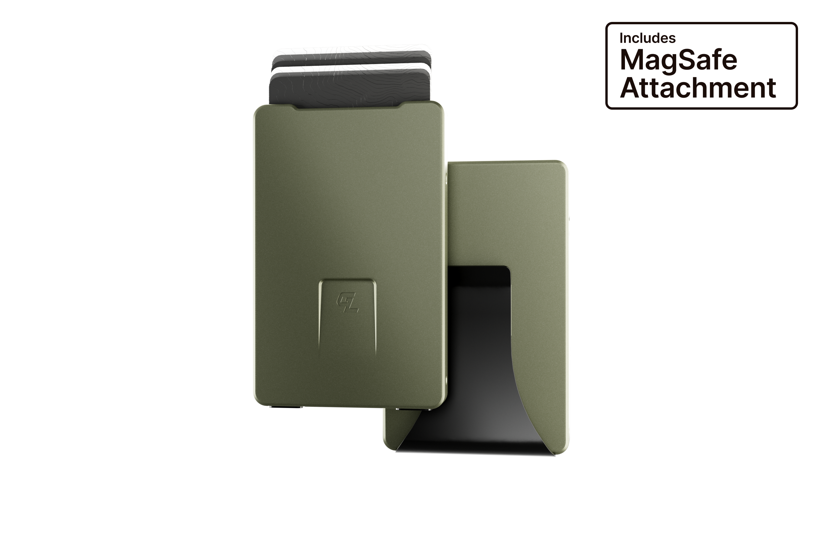 Green phone holder with MagSafe attachment on a white background