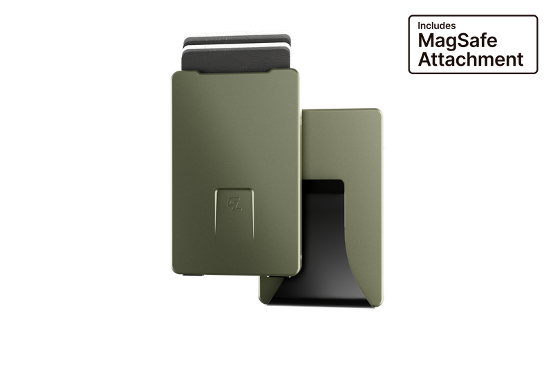 Green phone holder with MagSafe attachment on a white background