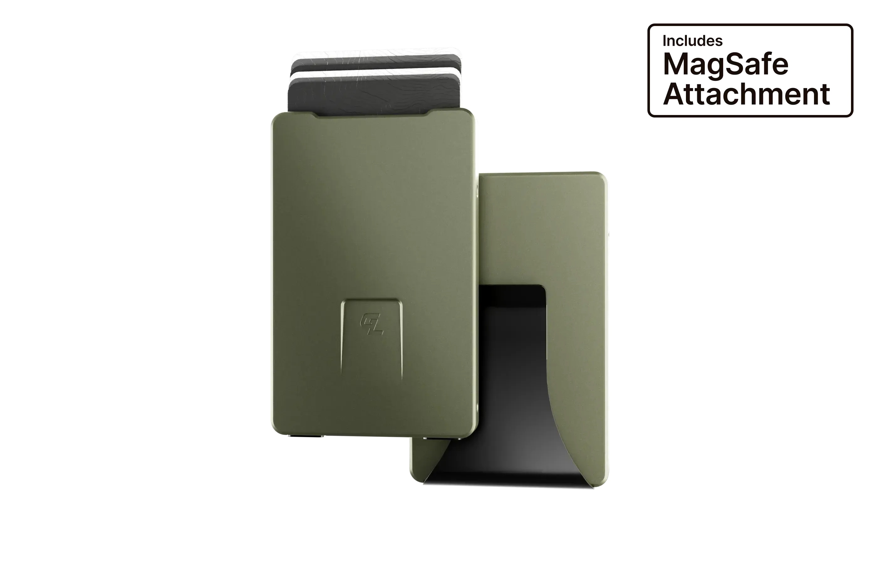 Green phone holder with MagSafe attachment on a white background