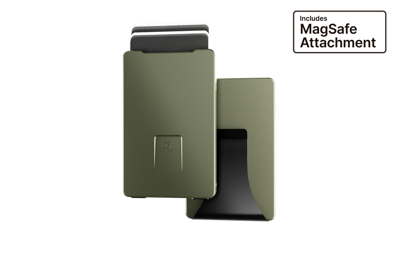 Green phone holder with MagSafe attachment on a white background