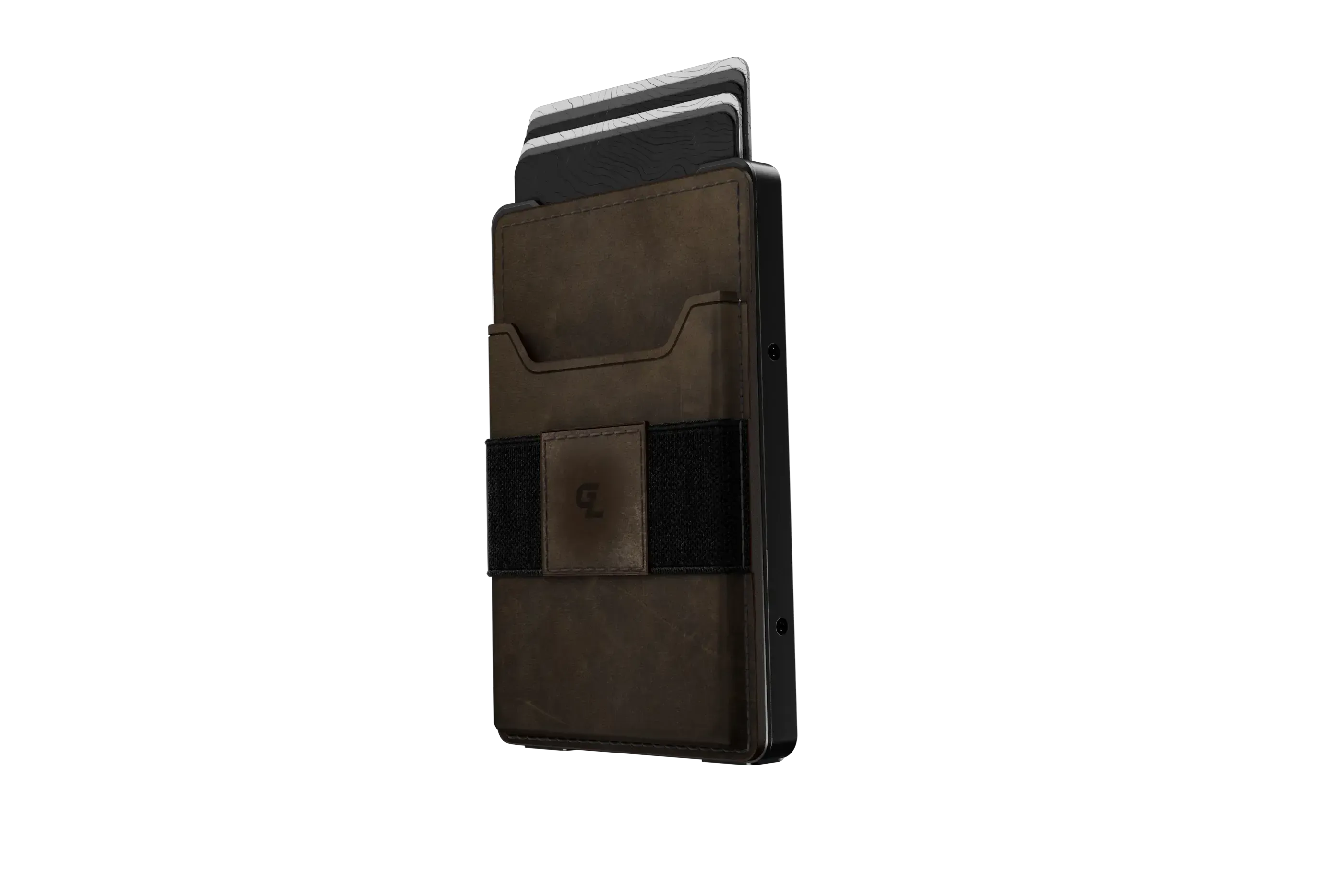 Groove Wallet Go™ - Brown Leather Go on Gun Metal Wallet View 1