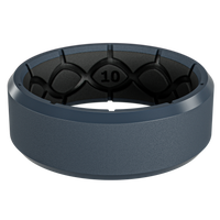 Groove Zeus Ring in Coal Dust with geometric design on a white background