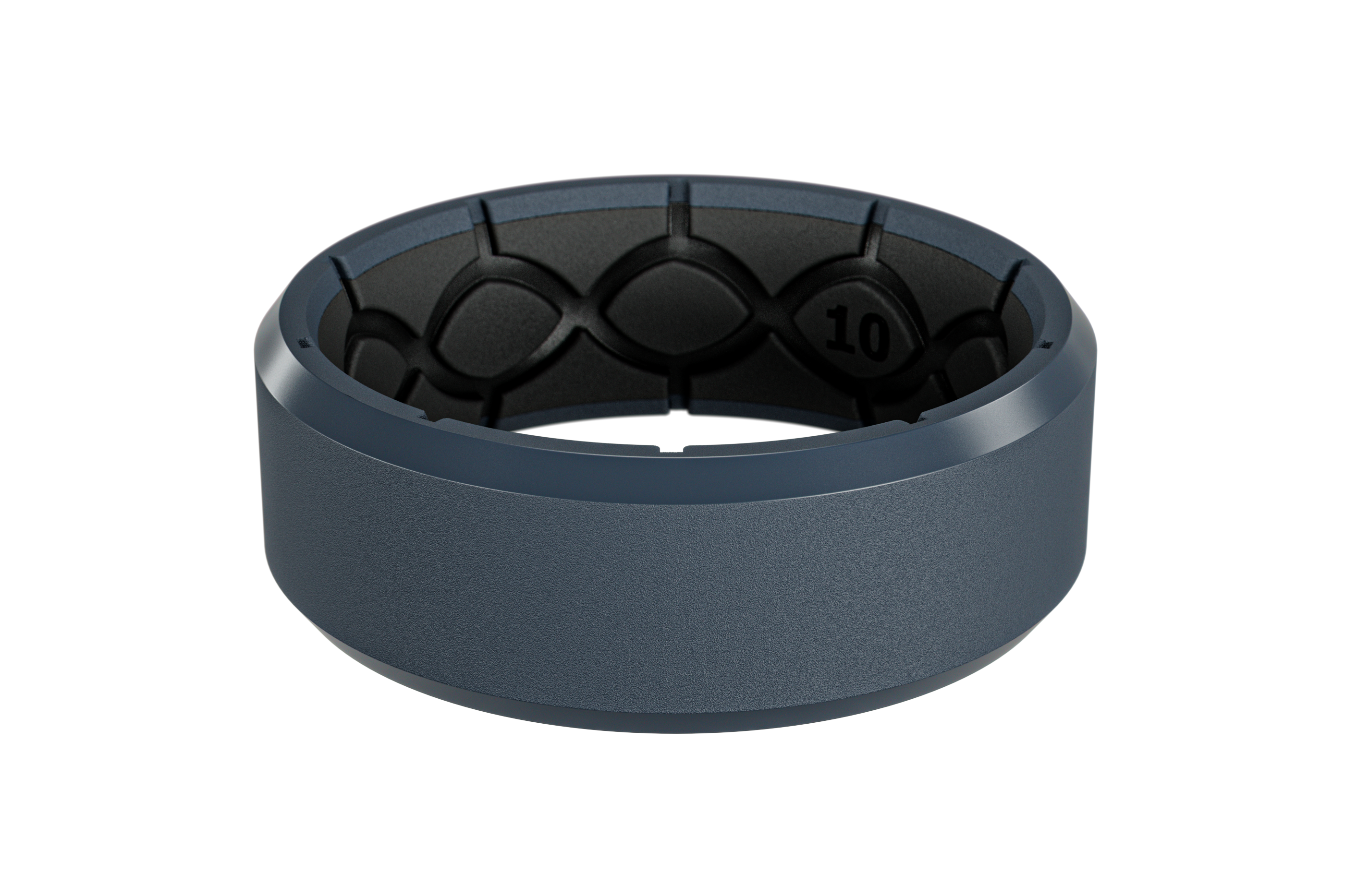 Groove Zeus Ring in Coal Dust with textured surface on a white background