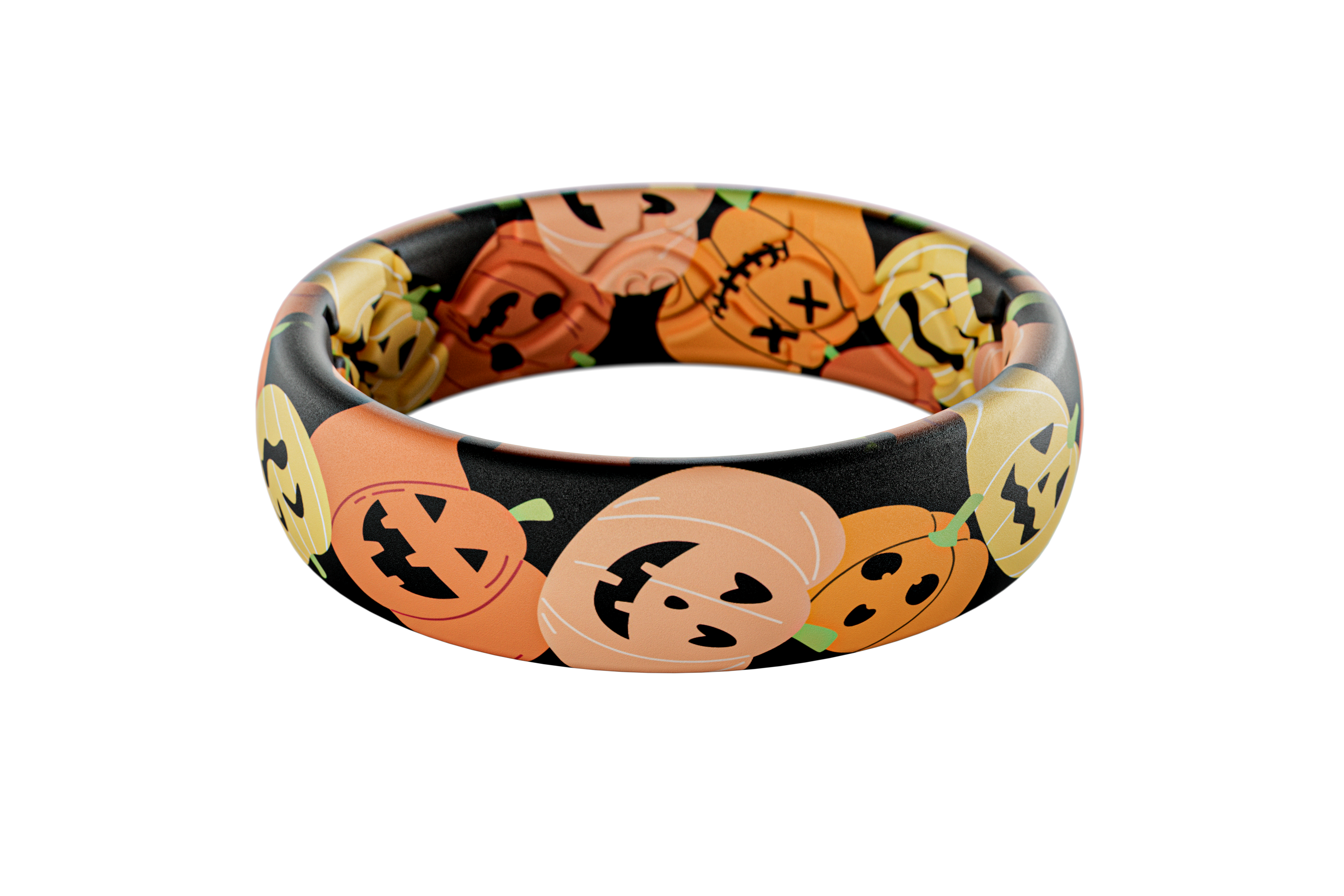 Halloween-themed rubber band with pumpkins on a white background
