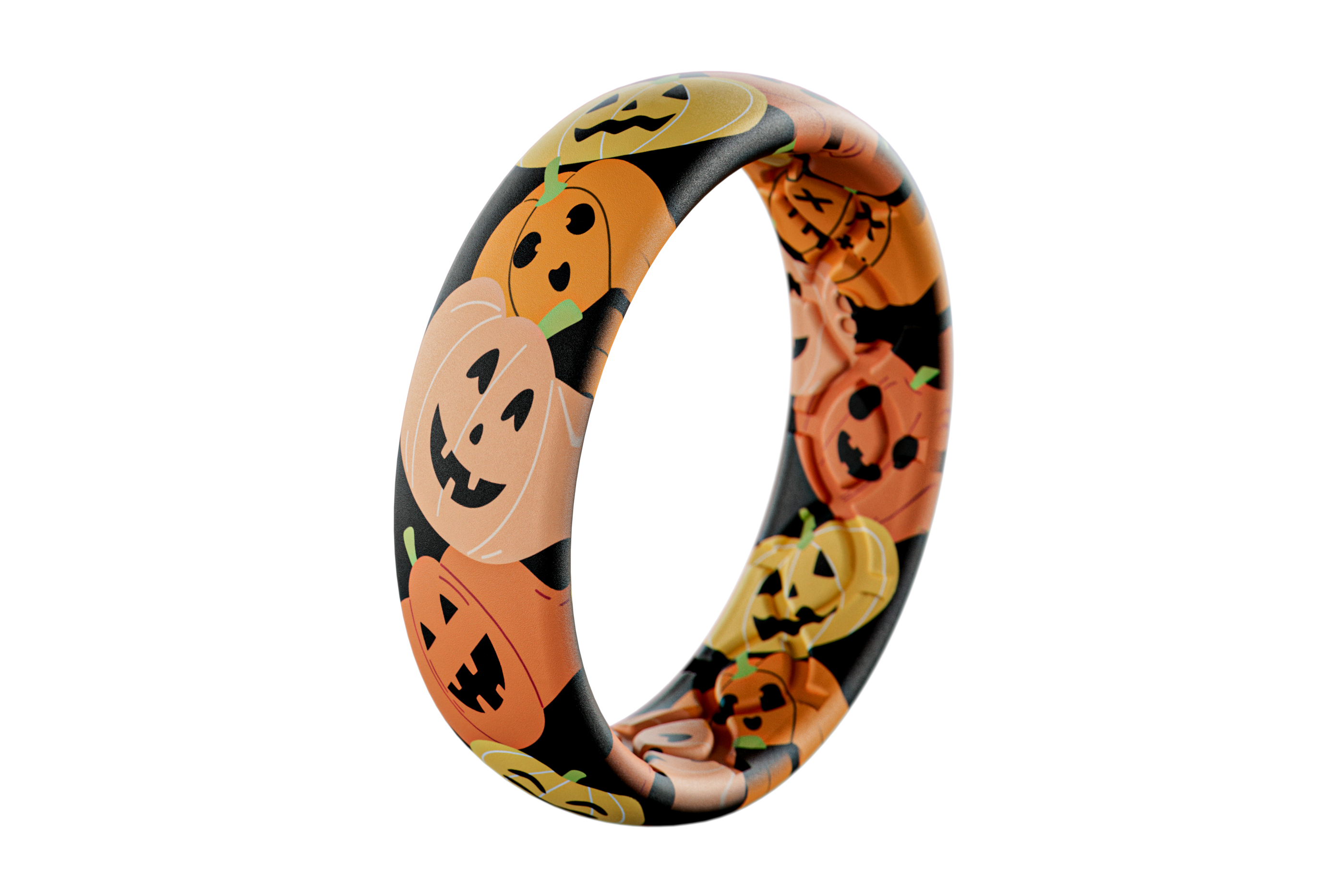 Halloween-themed rubber band with pumpkins on a white background