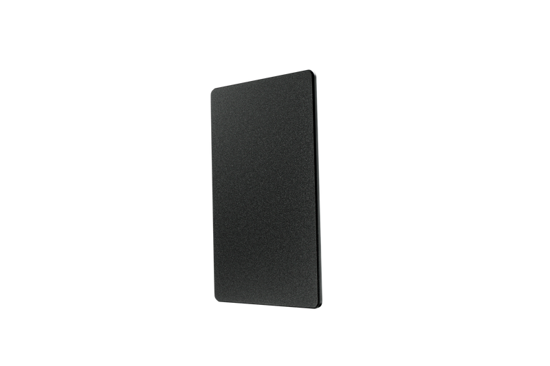 Black rectangular object on a white background