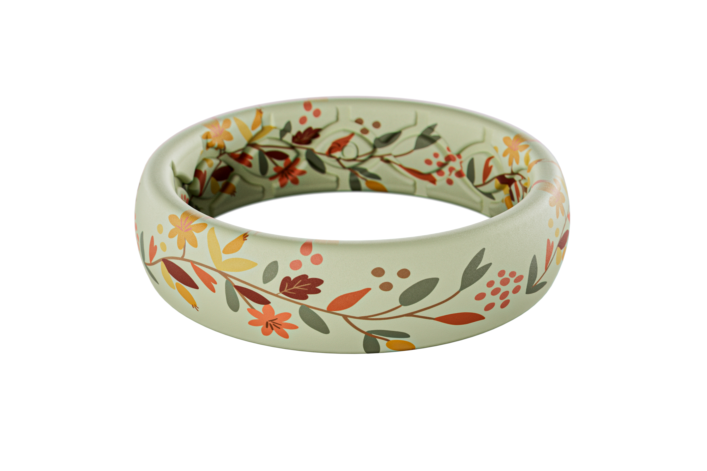 Floral patterned ring on a white background