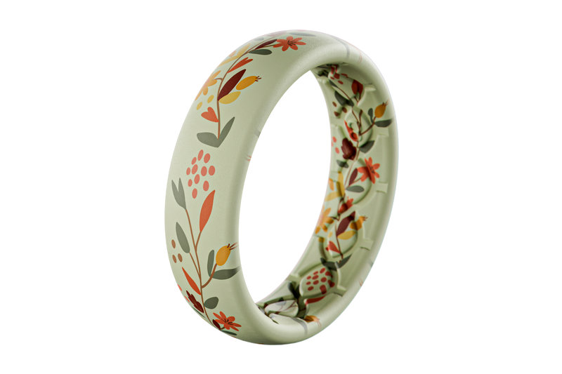 Floral-patterned ring on a white background