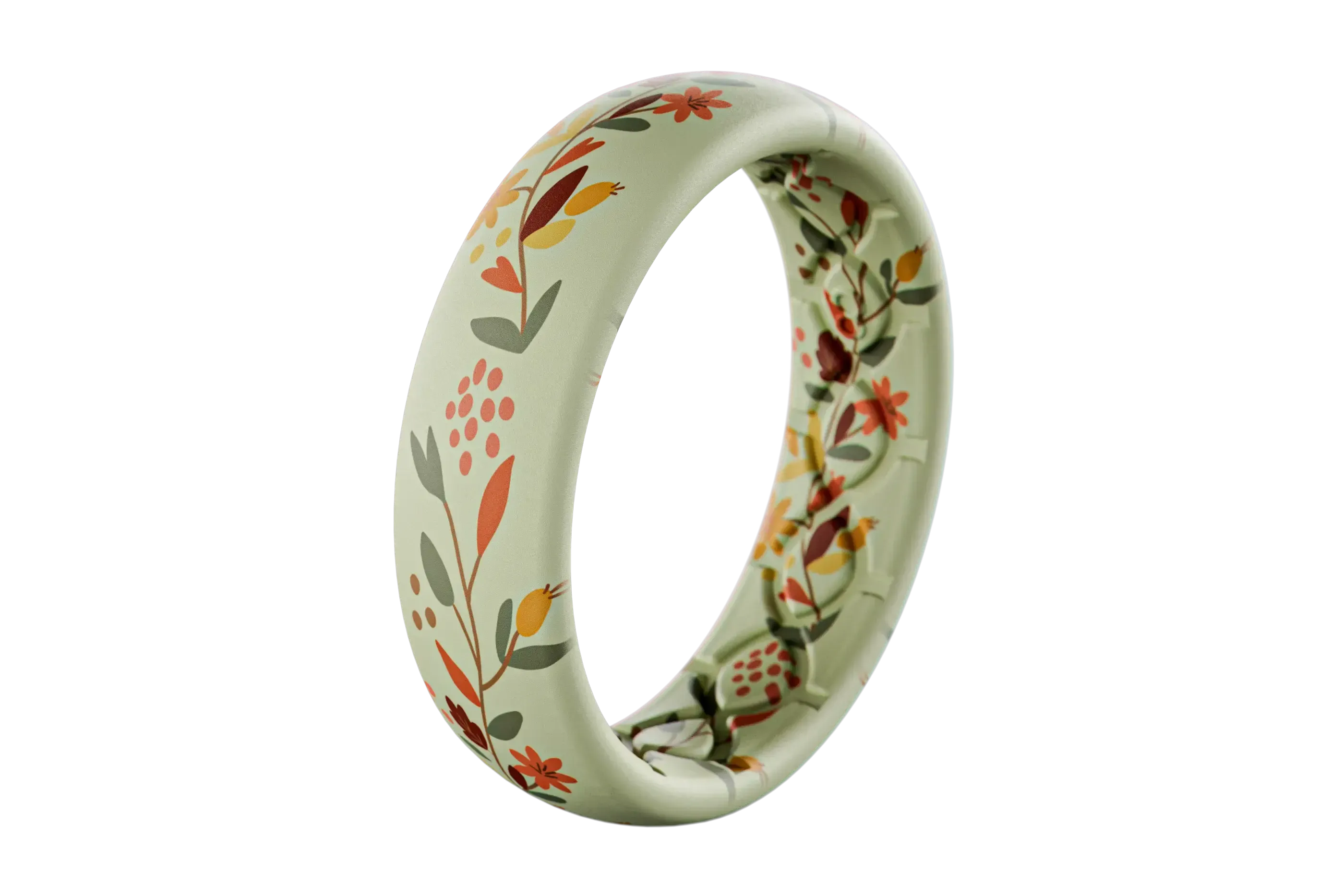 Floral-patterned ring on a white background