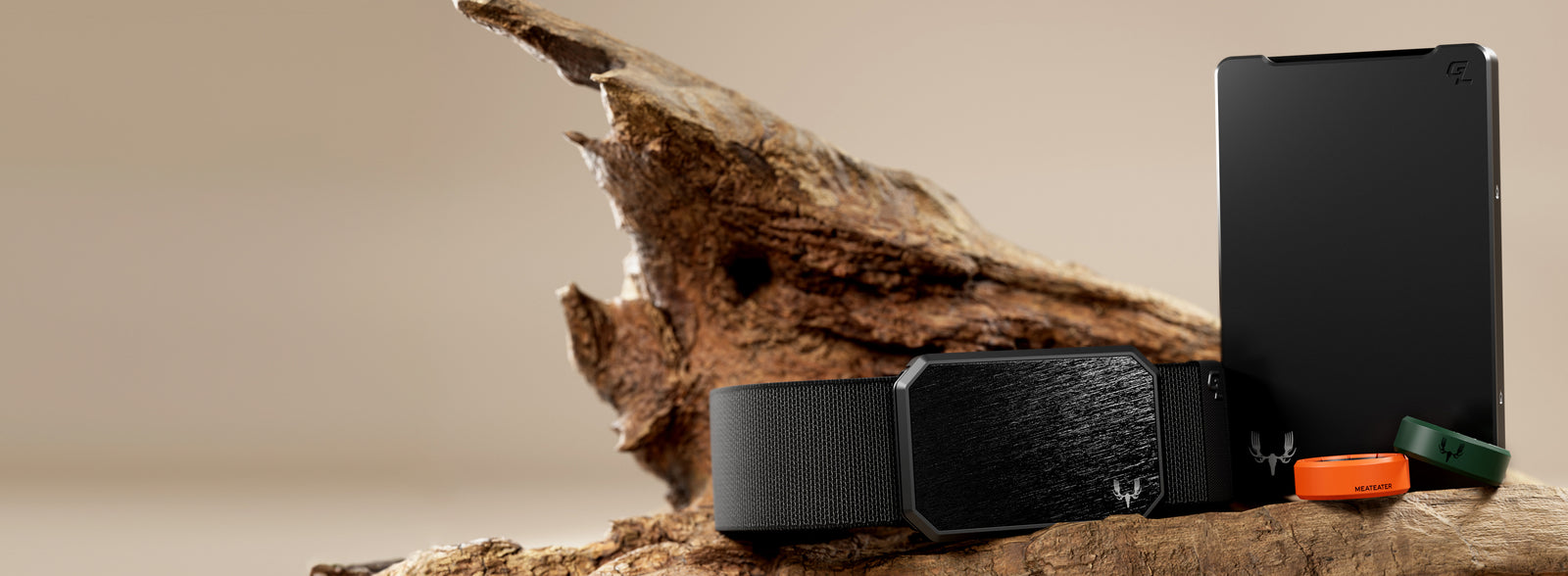 Groove Life + MeatEater collab featuring a belt, rings and wallet